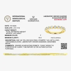 Grown Gorgeous Womens 1/2 CT. T.W. Lab Grown White Diamond 14K Gold or Platinum Anniversary Wedding Band