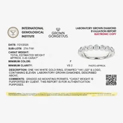 Grown Gorgeous Womens 1/2 CT. T.W. Lab Grown White Diamond 14K Gold or Platinum Anniversary Wedding Band