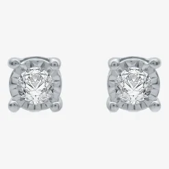 (G / SI1-SI2) Ever Star 1/10 CT. T.W. Lab Grown White Diamond Sterling Silver or 14K Gold over Silver 4.9mm Stud Earrings