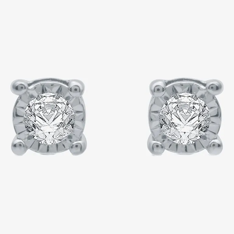 (G / SI1-SI2) Ever Star 1/10 CT. T.W. Lab Grown White Diamond Sterling Silver or 14K Gold over Silver 4.9mm Stud Earrings