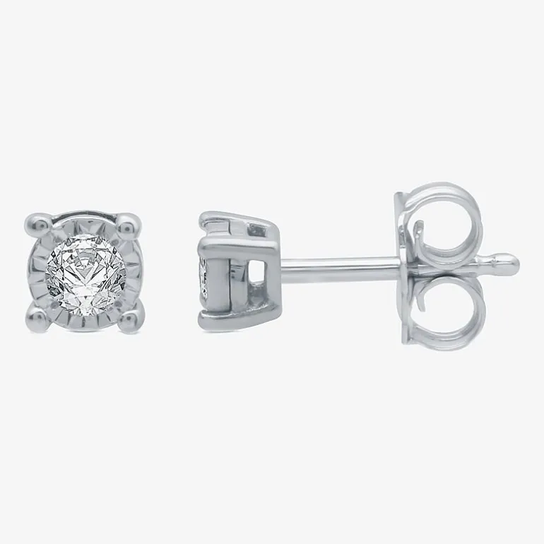 (G / SI1-SI2) Ever Star 1/10 CT. T.W. Lab Grown White Diamond Sterling Silver or 14K Gold over Silver 4.9mm Stud Earrings