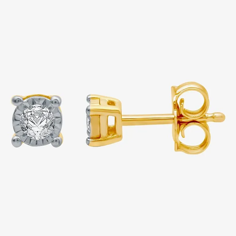 (G / SI1-SI2) Ever Star 1/10 CT. T.W. Lab Grown White Diamond Sterling Silver or 14K Gold over Silver 4.9mm Stud Earrings