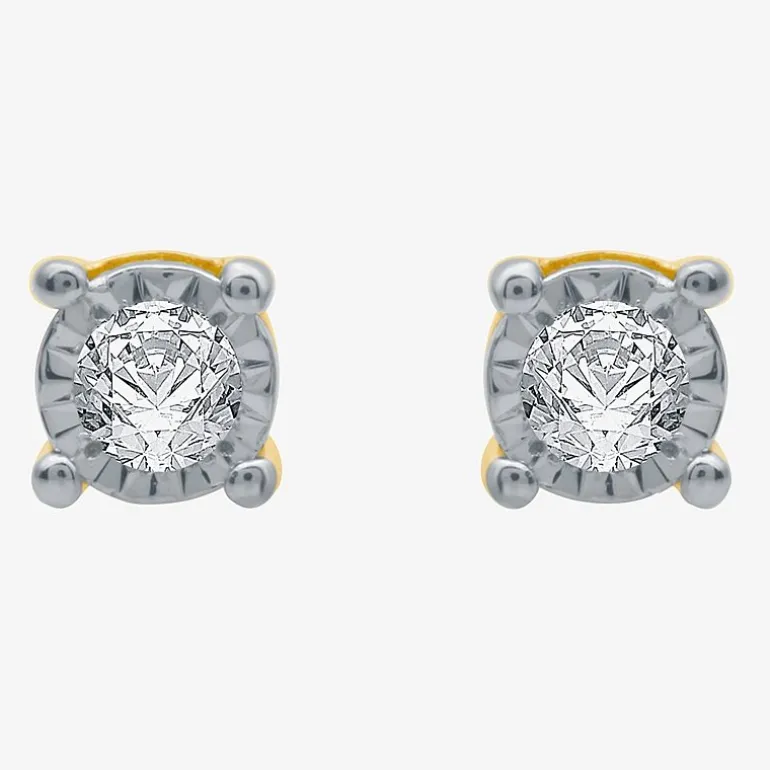 (G / SI1-SI2) Ever Star 1/10 CT. T.W. Lab Grown White Diamond Sterling Silver or 14K Gold over Silver 4.9mm Stud Earrings