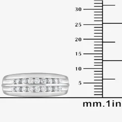(G / Si1-Si2) Mens 1/2 CT. T.W. Lab Grown White Diamond Sterling Silver Anniversary Wedding Band