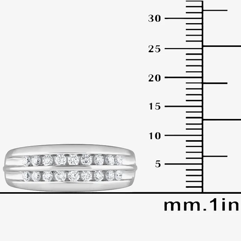 (G / Si1-Si2) Mens 1/2 CT. T.W. Lab Grown White Diamond Sterling Silver Anniversary Wedding Band