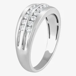 (G / Si1-Si2) Mens 1/2 CT. T.W. Lab Grown White Diamond Sterling Silver Anniversary Wedding Band