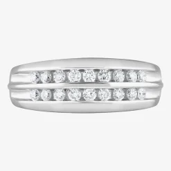 (G / Si1-Si2) Mens 1/2 CT. T.W. Lab Grown White Diamond Sterling Silver Anniversary Wedding Band