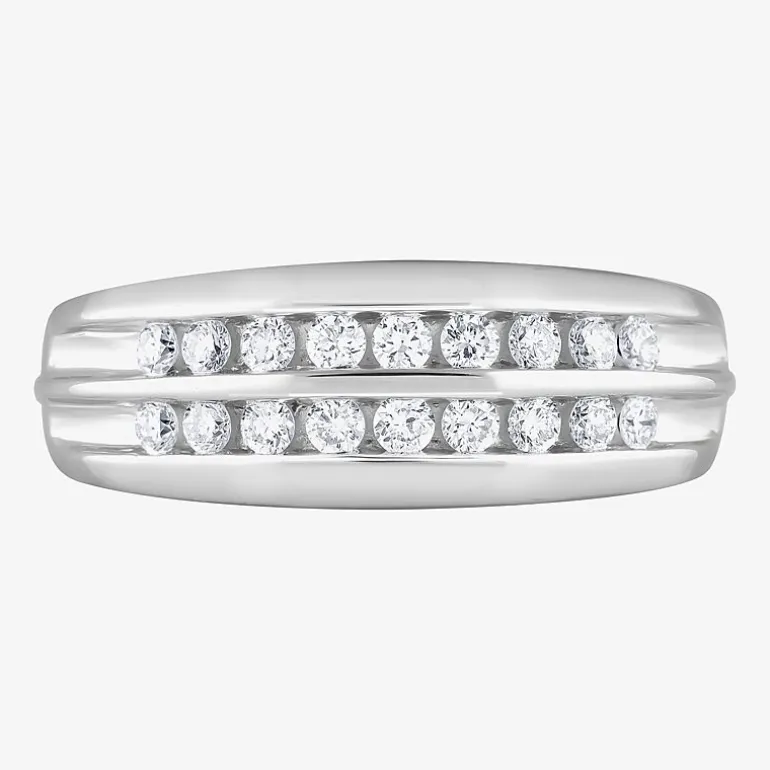 (G / Si1-Si2) Mens 1/2 CT. T.W. Lab Grown White Diamond Sterling Silver Anniversary Wedding Band