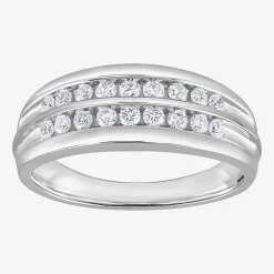 (G / Si1-Si2) Mens 1/2 CT. T.W. Lab Grown White Diamond Sterling Silver Anniversary Wedding Band