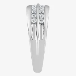 (G / Si1-Si2) Mens 1/2 CT. T.W. Lab Grown White Diamond Sterling Silver Anniversary Wedding Band