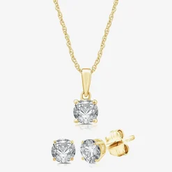 G, Si1-Si2 Womens 2 CT. Lab Grown White Diamond Sterling Silver OR 14K Gold over Silver 2-pc. Jewelry Set