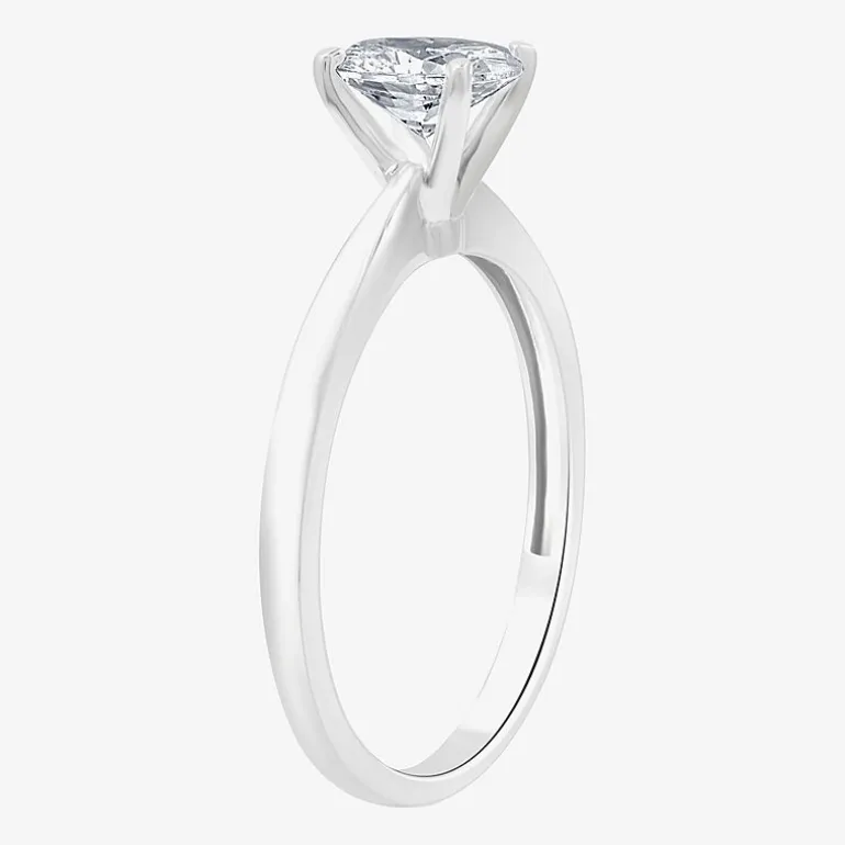 (G / Si1-Si2) Womens 3/4 CT. Lab Grown White Diamond 10K Gold Oval Solitaire Engagement Ring