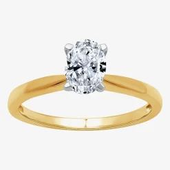 (G / Si1-Si2) Womens 3/4 CT. Lab Grown White Diamond 10K Gold Oval Solitaire Engagement Ring