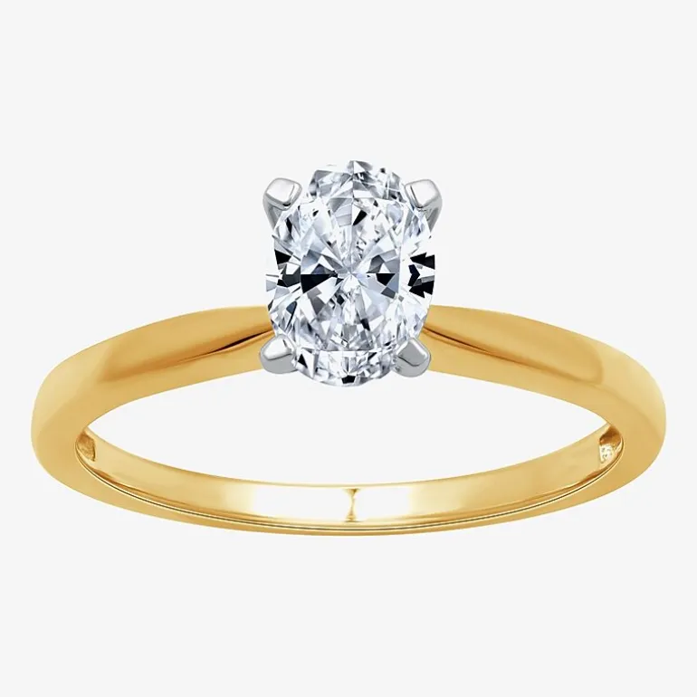 (G / Si1-Si2) Womens 3/4 CT. Lab Grown White Diamond 10K Gold Oval Solitaire Engagement Ring