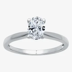 (G / Si1-Si2) Womens 3/4 CT. Lab Grown White Diamond 10K Gold Oval Solitaire Engagement Ring