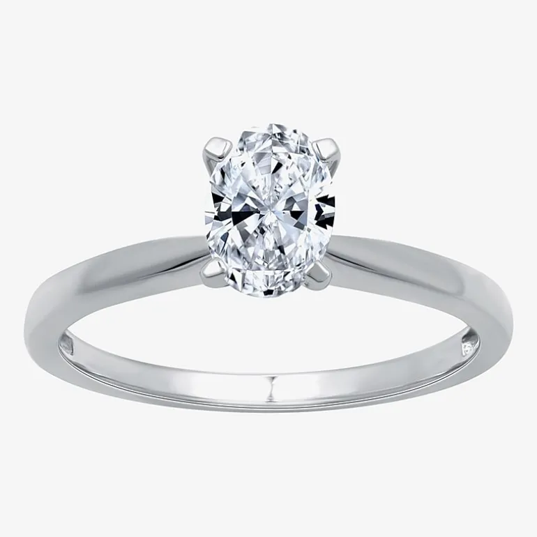 (G / Si1-Si2) Womens 3/4 CT. Lab Grown White Diamond 10K Gold Oval Solitaire Engagement Ring