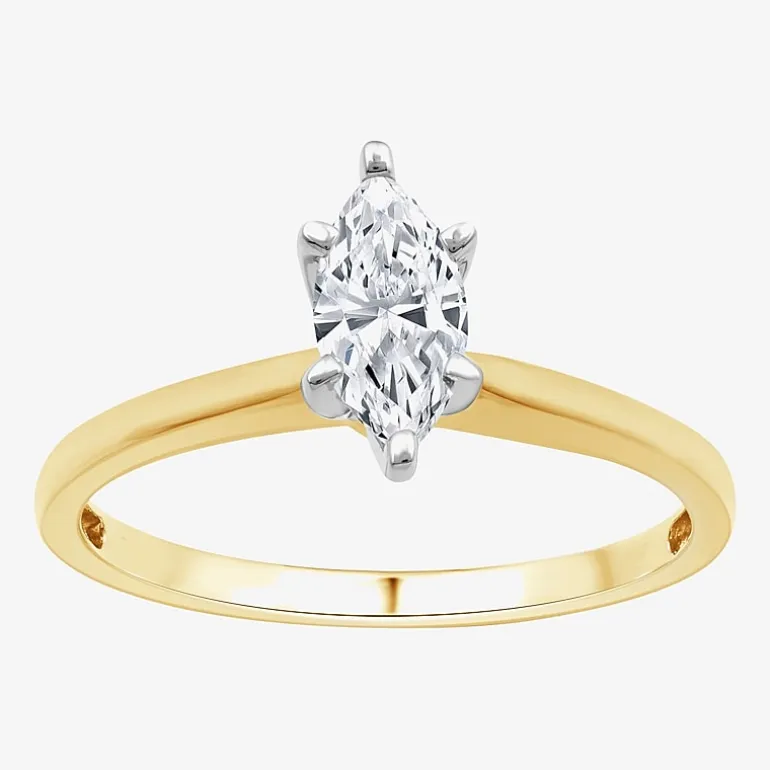 (G / Si1-Si2) Womens 3/4 CT. Lab Grown White Diamond 10K Gold Marquise Solitaire Engagement Ring