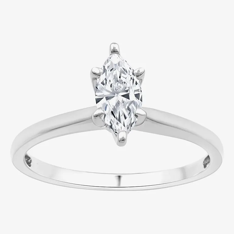 (G / Si1-Si2) Womens 3/4 CT. Lab Grown White Diamond 10K Gold Marquise Solitaire Engagement Ring
