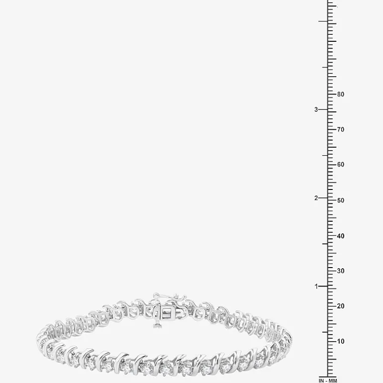 (G / Si1-Si2) Womens 4 CT. T.W. Lab Grown White Diamond 14K Gold Over Silver 7.5 Inch Tennis Bracelet
