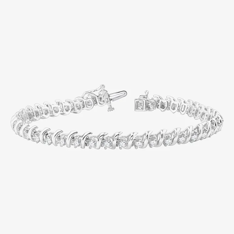 (G / Si1-Si2) Womens 4 CT. T.W. Lab Grown White Diamond 14K Gold Over Silver 7.5 Inch Tennis Bracelet