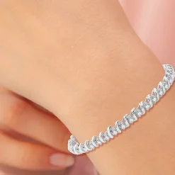 (G / Si1-Si2) Womens 4 CT. T.W. Lab Grown White Diamond 14K Gold Over Silver 7.5 Inch Tennis Bracelet
