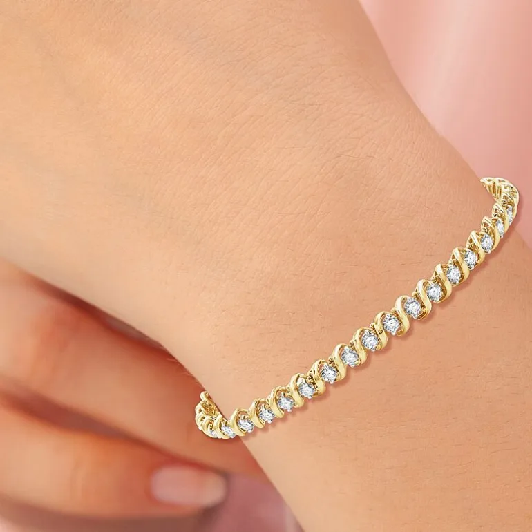 (G / Si1-Si2) Womens 4 CT. T.W. Lab Grown White Diamond 14K Gold Over Silver 7.5 Inch Tennis Bracelet