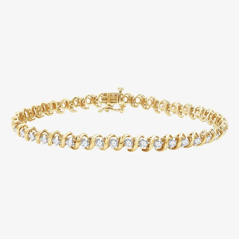(G / Si1-Si2) Womens 4 CT. T.W. Lab Grown White Diamond 14K Gold Over Silver 7.5 Inch Tennis Bracelet