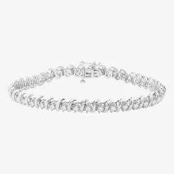 (G / Si1-Si2) Womens 4 CT. T.W. Lab Grown White Diamond 14K Gold Over Silver 7.5 Inch Tennis Bracelet