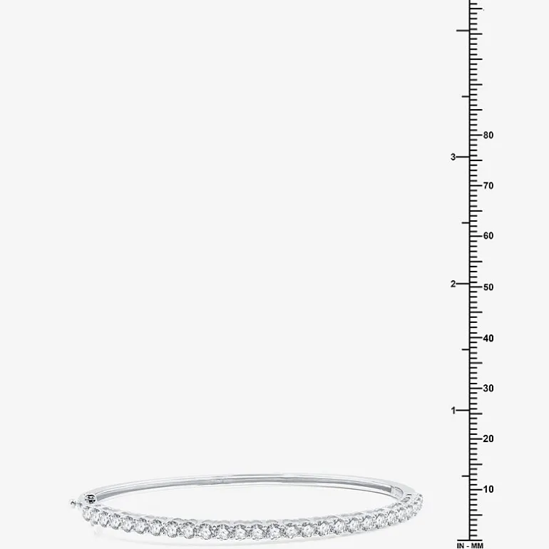 (G / Si1-Si2) Womens 3 CT. T.W. Lab Grown White Diamond Sterling Silver Round Bangle Bracelet