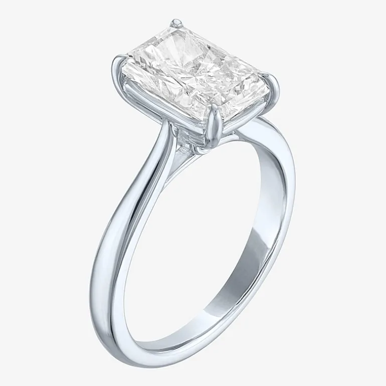 (G / Si1-Si2) Womens 3 CT. T.W. Lab Grown White Diamond Sterling Silver Rectangular Engagement Ring