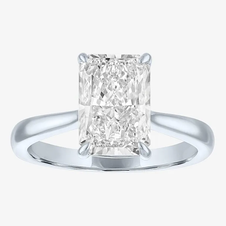 (G / Si1-Si2) Womens 3 CT. T.W. Lab Grown White Diamond Sterling Silver Rectangular Engagement Ring