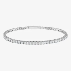 (G / Si1-Si2) Womens 2 CT. T.W. Lab Grown White Diamond Sterling Silver Bangle Bracelet