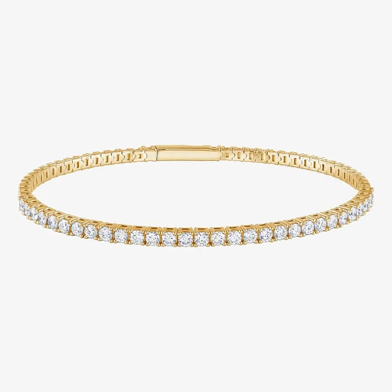 (G / Si1-Si2) Womens 2 CT. T.W. Lab Grown White Diamond Sterling Silver Bangle Bracelet