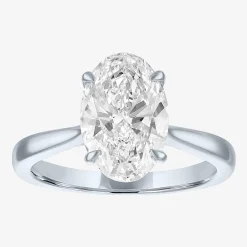 (G / Si1-Si2) Womens 3 CT. T.W. Lab Grown White Diamond Sterling Silver Oval Engagement Ring