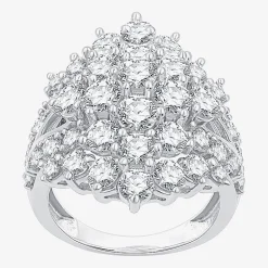 (G, Si1-Si2) Womens 5 CT. T.W. Lab Grown White Diamond Sterling Silver Cluster Cocktail Ring
