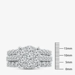 (G / Si1-Si2) Womens 4 CT. T.W. Lab Grown White Diamond 10K Gold Round Side Stone Halo Bridal Set