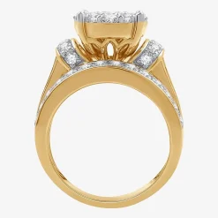 (G / Si1-Si2) Womens 3 CT. T.W. Lab Grown White Diamond 10K Gold Round Side Stone Engagement Ring