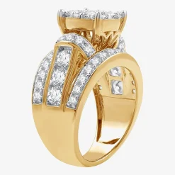 (G / Si1-Si2) Womens 3 CT. T.W. Lab Grown White Diamond 10K Gold Round Side Stone Engagement Ring