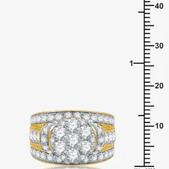 (G / Si1-Si2) Womens 3 CT. T.W. Lab Grown White Diamond 10K Gold Round Side Stone Engagement Ring