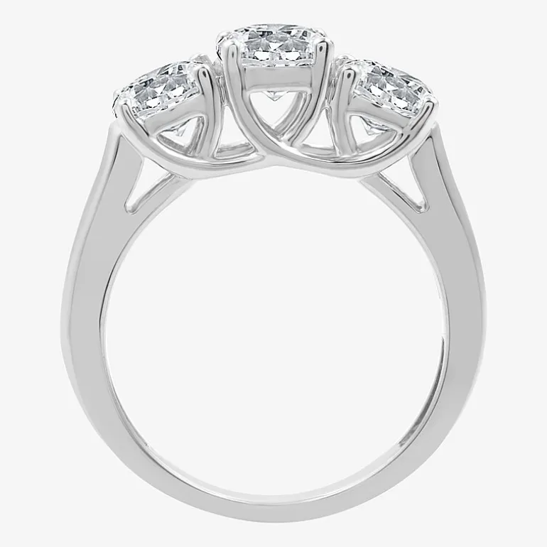 (G / SI1-SI2) Womens 2 1/4 CT. T.W. Lab Grown White Diamond 10K Gold Round 3-Stone Engagement Ring