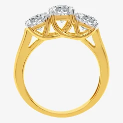 (G / SI1-SI2) Womens 2 1/4 CT. T.W. Lab Grown White Diamond 10K Gold Round 3-Stone Engagement Ring