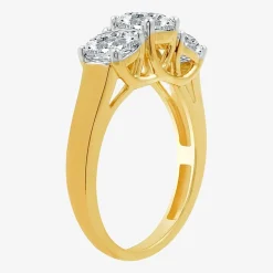 (G / SI1-SI2) Womens 2 1/4 CT. T.W. Lab Grown White Diamond 10K Gold Round 3-Stone Engagement Ring
