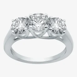 (G / SI1-SI2) Womens 2 1/4 CT. T.W. Lab Grown White Diamond 10K Gold Round 3-Stone Engagement Ring