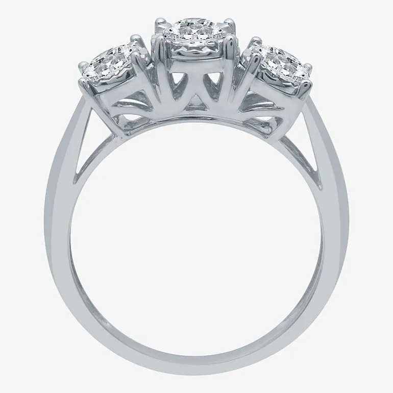 (G / SI1-SI2) Womens 1 CT. T.W. Lab Grown White Diamond 10K Gold Round 3-Stone Engagement Ring
