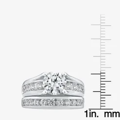 (G / Si1-Si2) Womens 4 CT. T.W. Lab Grown White Diamond 10K Gold Round Side Stone Bridal Set