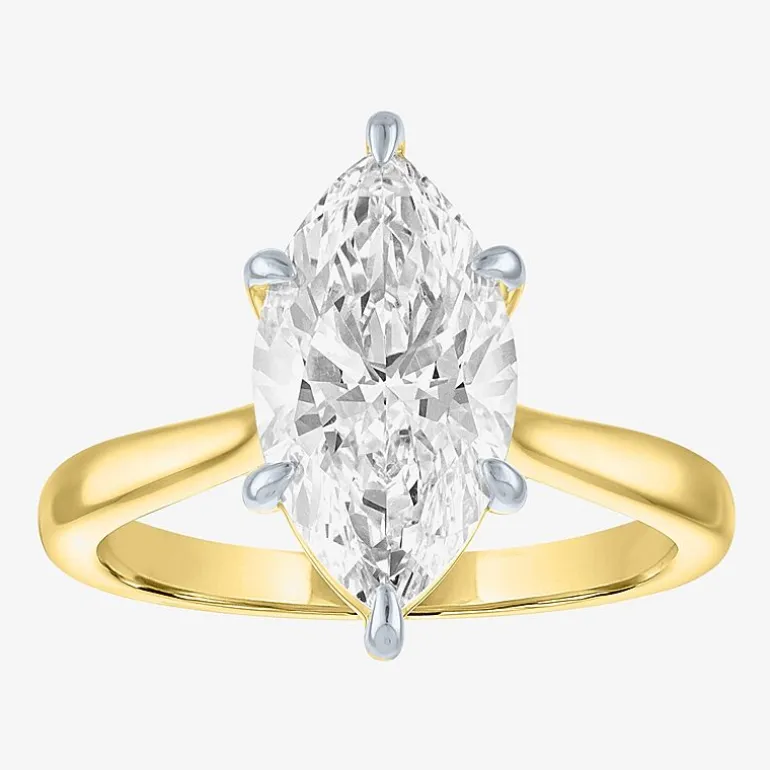 (G / Si1-Si2) Womens 3 CT. T.W. Lab Grown White Diamond Marquise Solitaire 3-Stone Engagement Ring