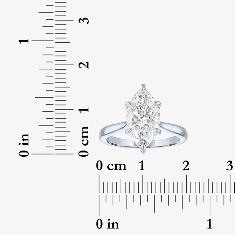 (G / Si1-Si2) Womens 3 CT. T.W. Lab Grown White Diamond Marquise Solitaire 3-Stone Engagement Ring