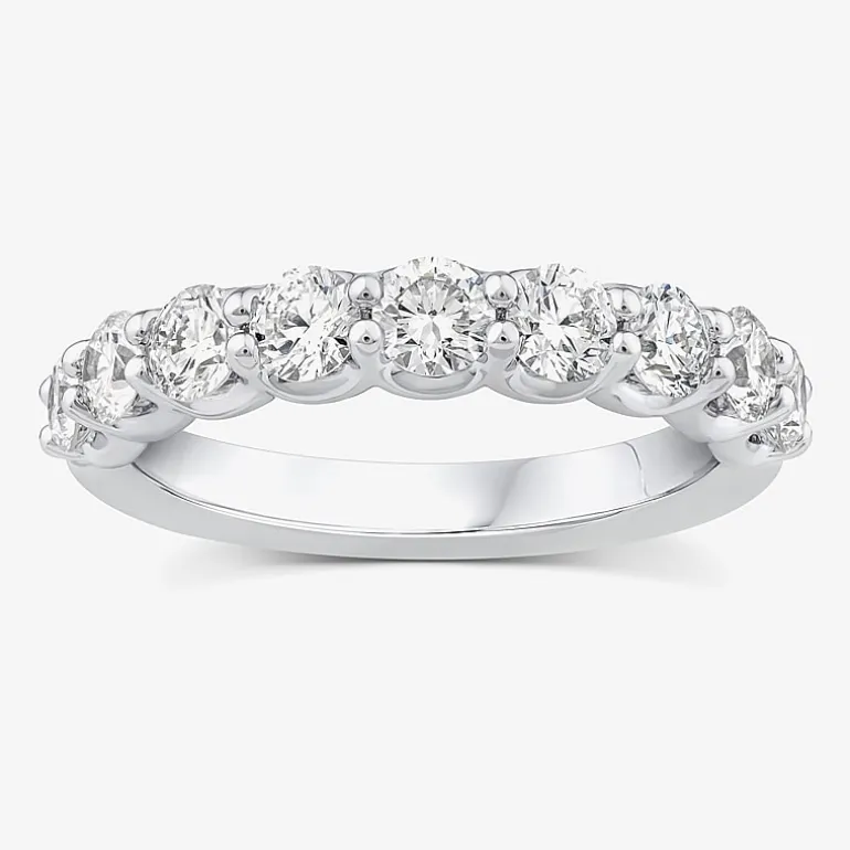 (G / Si1-Si2) Womens 5MM 1 1/2 CT. T.W. Lab Grown White Diamond 10K Gold Anniversary Wedding Band