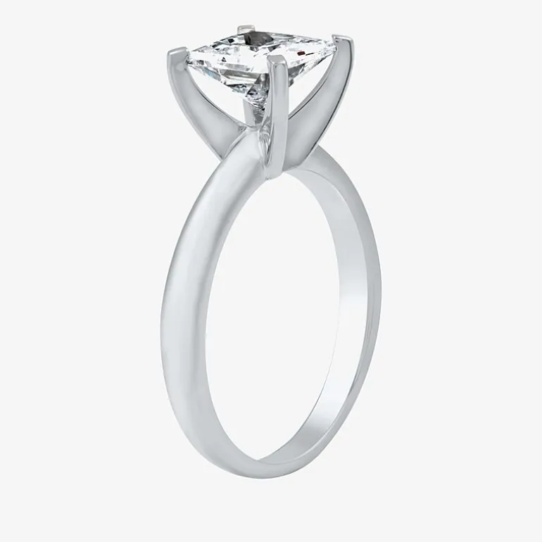 (G / SI2) Womens 2 CT. Lab-Grown White Diamond 14K Gold Princess-cut Solitaire Engagement Ring