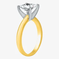 (G / SI2) Womens 2 CT. Lab-Grown White Diamond 14K Gold Princess-cut Solitaire Engagement Ring